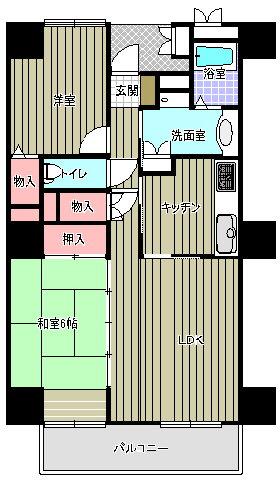 Floor plan. 2LDK, Price 15.8 million yen, Footprint 63.4 sq m , Balcony area 8.52 sq m