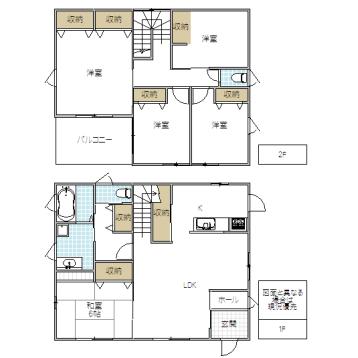 Floor plan. 26,900,000 yen, 4LDK, Land area 304.19 sq m , Building area 127.13 sq m