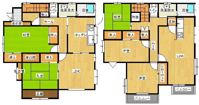 Floor plan. 22.5 million yen, 5LDK, Land area 264 sq m , Building area 185.71 sq m