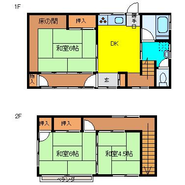 Floor plan. 10.5 million yen, 3DK, Land area 248.91 sq m , Building area 90.25 sq m