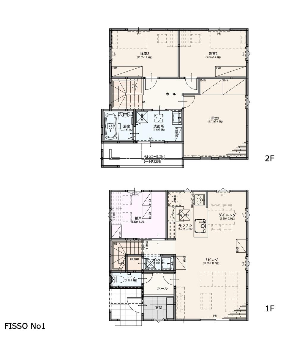 Floor plan. (FISSO No1), Price 23.8 million yen, 4LDK, Land area 166.27 sq m , Building area 107.64 sq m