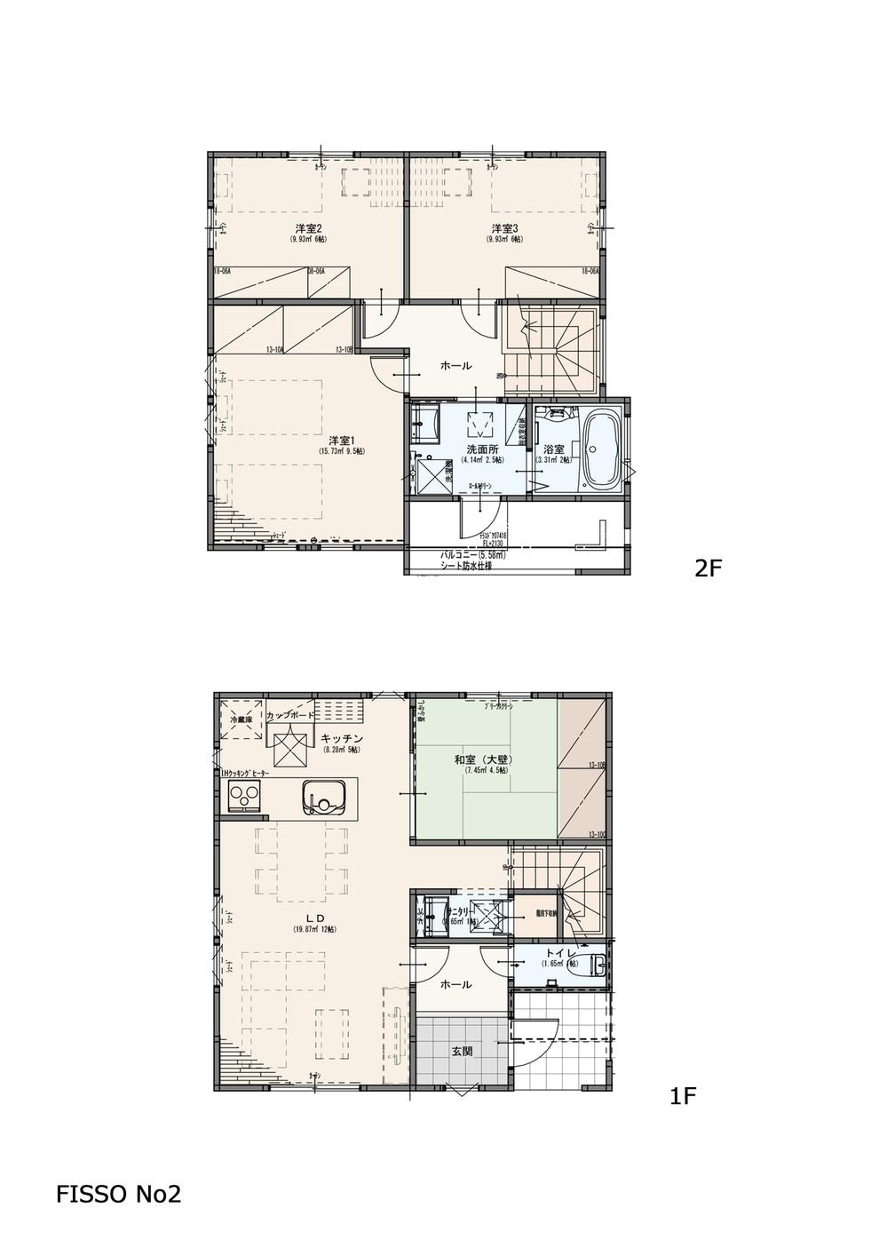 Floor plan. (FISSO NO2), Price 22,800,000 yen, 4LDK, Land area 144.55 sq m , Building area 101.43 sq m