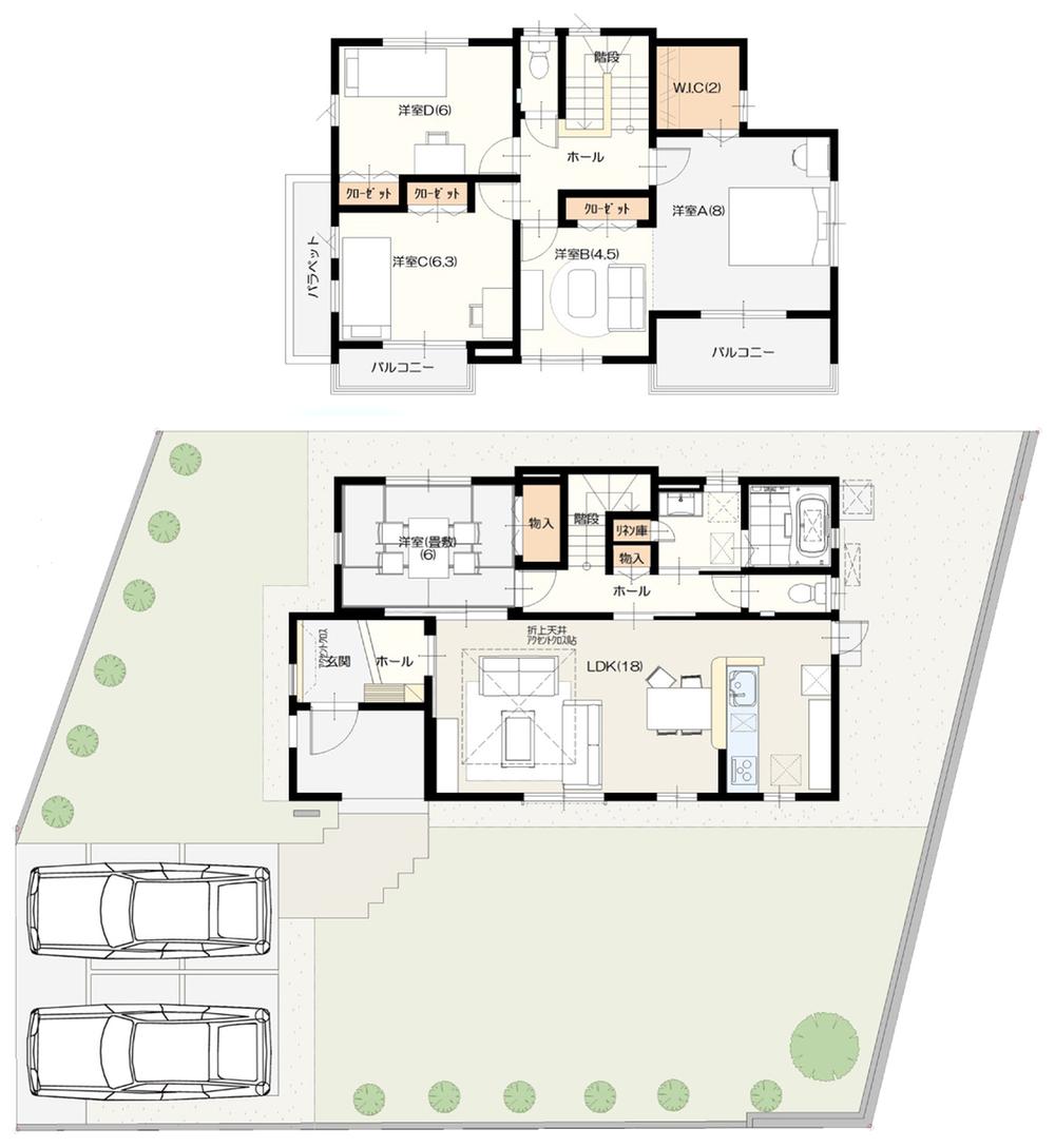 Floor plan. (Building 2), Price 30,300,000 yen, 4LDK, Land area 254.29 sq m , Building area 119.28 sq m