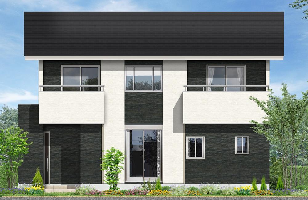 Rendering (appearance). Family of petting in the living room access stairs ◎ of house (Building 2) Rendering