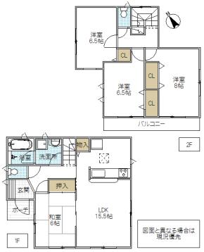 Floor plan. 24,800,000 yen, 4LDK, Land area 156.54 sq m , Building area 97.2 sq m