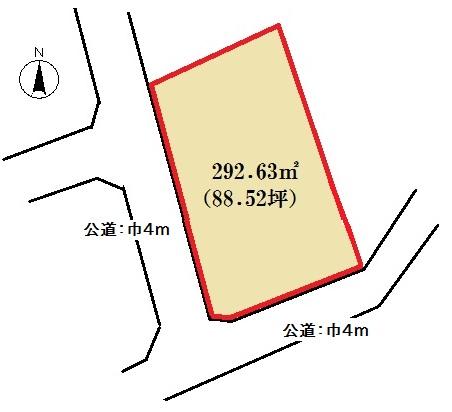Compartment figure. Land price 7.5 million yen, Land area 292.63 sq m