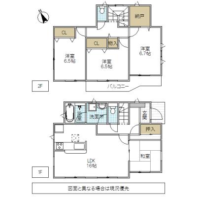 Floor plan. 23.8 million yen, 4LDK + S (storeroom), Land area 257.87 sq m , Building area 98.81 sq m
