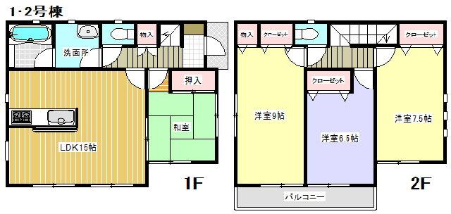 Floor plan. (1 Building), Price 19,800,000 yen, 4LDK, Land area 217.1 sq m , Building area 95.98 sq m