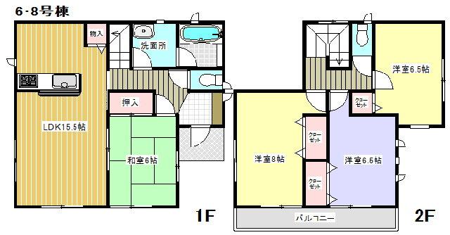Floor plan. (6 Building), Price 22,800,000 yen, 4LDK, Land area 217.5 sq m , Building area 97.2 sq m