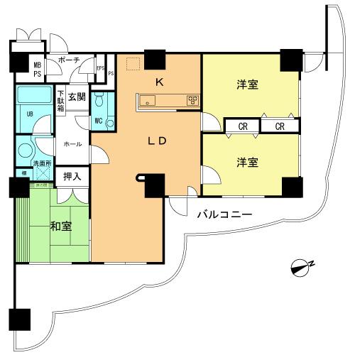 Floor plan. 3LDK, Price 30 million yen, Occupied area 75.08 sq m , Balcony area 26.48 sq m