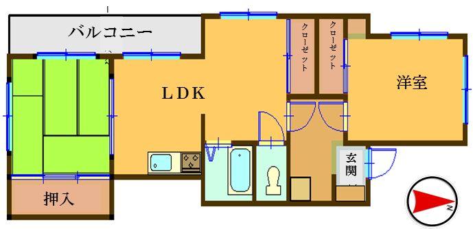 Floor plan. 3DK, Price 4.38 million yen, Occupied area 53.94 sq m