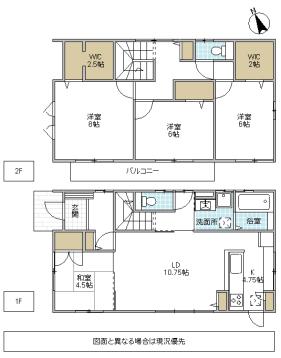 Floor plan. 34,900,000 yen, 4LDK, Land area 189.63 sq m , Building area 109.5 sq m