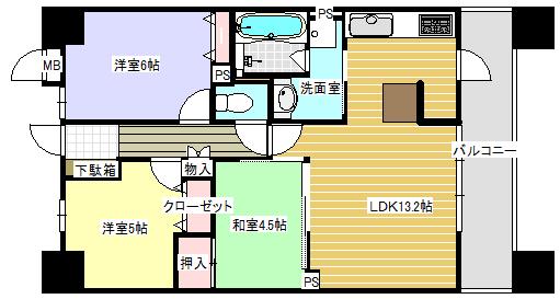 Floor plan. 3LDK, Price 20 million yen, Occupied area 59.59 sq m