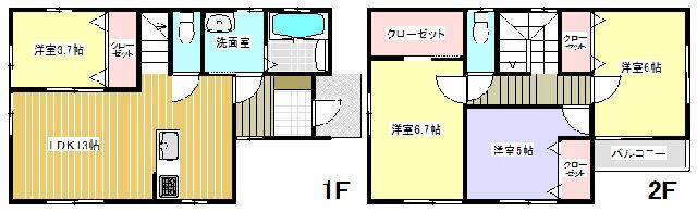 Floor plan. 16.8 million yen, 4LDK, Land area 122.43 sq m , Building area 88.61 sq m