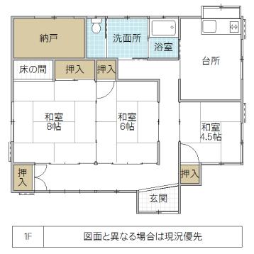 Floor plan. 12.8 million yen, 3DK, Land area 404.28 sq m , It is a building area of ​​76.18 sq m 3DK + storeroom. 