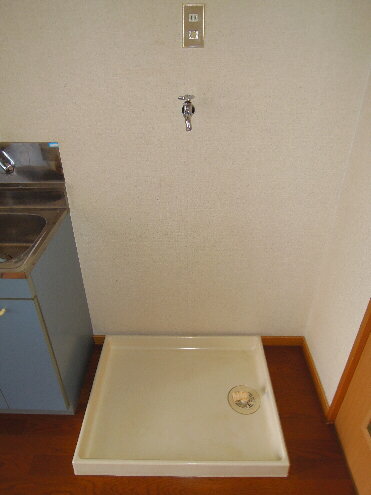 Washroom. It is indoor washing machine Storage