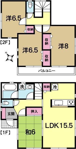 Floor plan. 24,800,000 yen, 4LDK, Land area 156.54 sq m , Building area 97.2 sq m