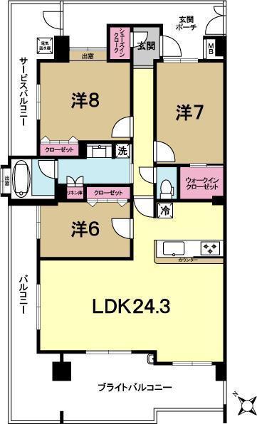 Floor plan. 3LDK, Price 19,800,000 yen, Occupied area 97.97 sq m