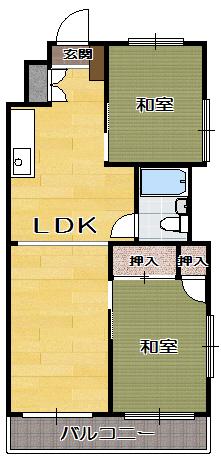 Floor plan. 2LDK, Price 3.8 million yen, Occupied area 49.01 sq m
