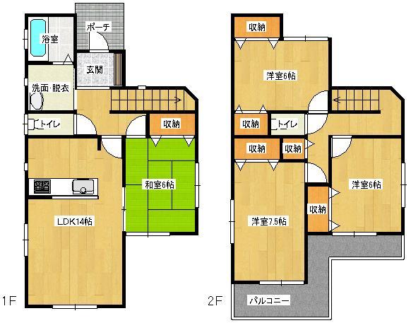 Floor plan. 15.4 million yen, 4LDK, Land area 144.62 sq m , Building area 100.39 sq m