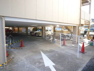 Parking lot. Parking entrance