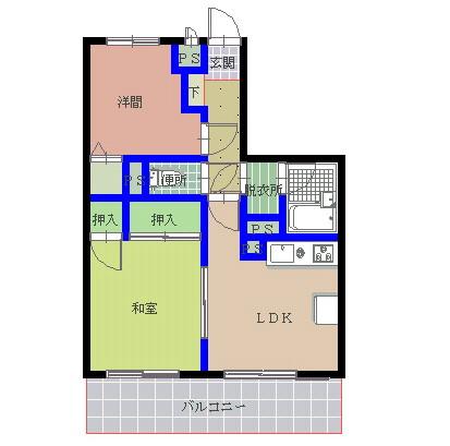 Floor plan. 2DK, Price 5.5 million yen, Footprint 40.8 sq m , Balcony area 8.54 sq m