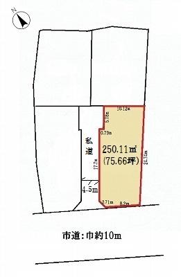 Compartment figure. Land price 10.5 million yen, Land area 250.11 sq m