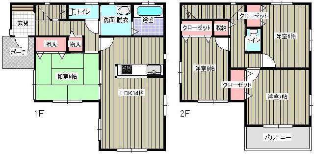 Floor plan. 25,400,000 yen, 4LDK, Land area 130.6 sq m , Building area 96.88 sq m