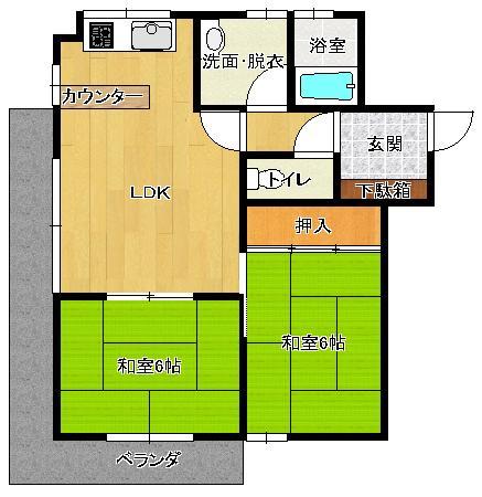 Floor plan. 2LDK, Price 5.3 million yen, Occupied area 47.11 sq m , Balcony area 5 sq m