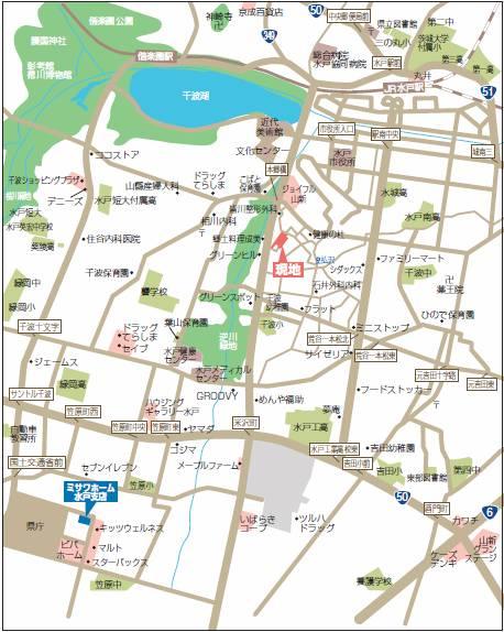 Local guide map. Within easy reach from the Mito city center, Senbako ・ Within walking distance to Mito Station. Commercial facilities around, Also enhance medical facilities, Also every day of shopping, It is also a good location for peace of mind at the time of If. 
