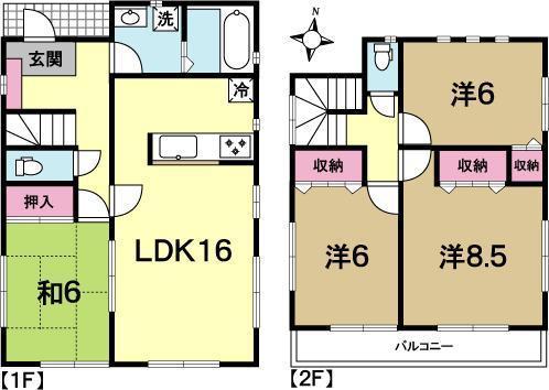 Floor plan. 20.8 million yen, 4LDK, Land area 163.36 sq m , Building area 97.2 sq m