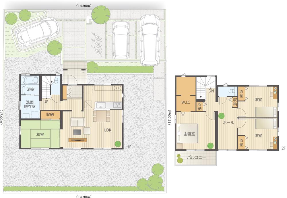 Floor plan. Aerial photo