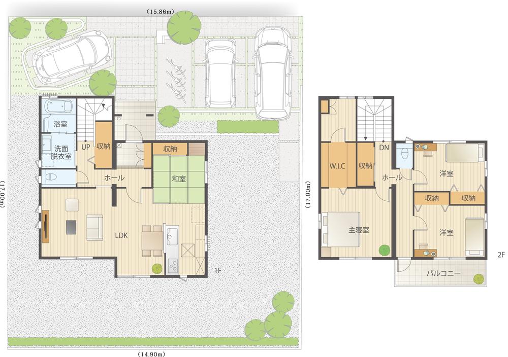 Floor plan. Aerial photo