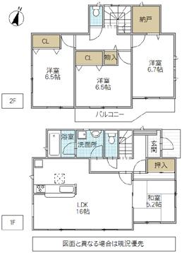 Floor plan. 20.8 million yen, 4LDK, Land area 216.51 sq m , Building area 98.81 sq m