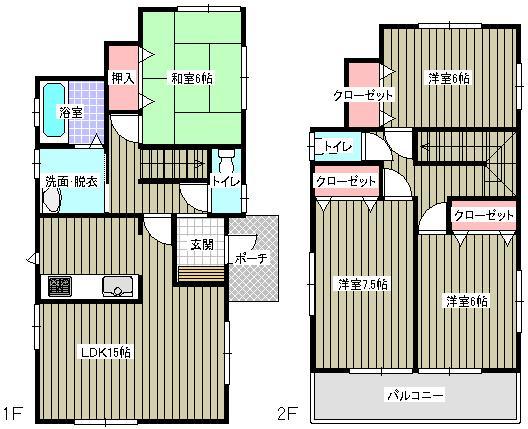 Floor plan. 18.4 million yen, 4LDK, Land area 146.04 sq m , Building area 99.36 sq m (3) Building