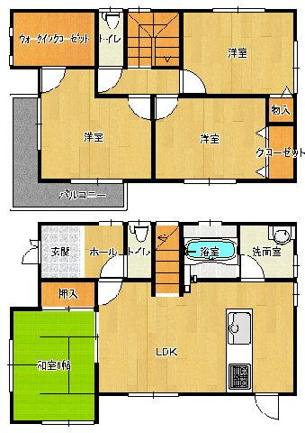 Floor plan. 27,800,000 yen, 4LDK, Land area 218.13 sq m , Building area 96.05 sq m