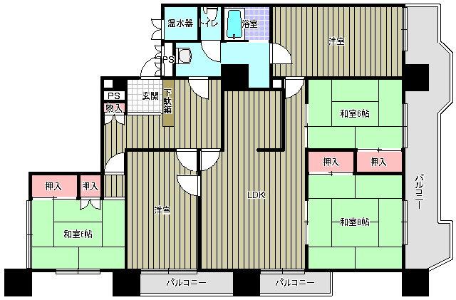 Floor plan. 5LDK, Price 8.8 million yen, Footprint 116.24 sq m , Balcony area 12 sq m