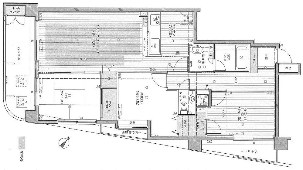 Floor plan. 3LDK, Price 17 million yen, Footprint 83.7 sq m , Balcony area 14.98 sq m