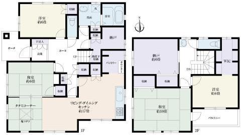 Floor plan. 39,800,000 yen, 4LDK + S (storeroom), Land area 319.68 sq m , Building area 134.97 sq m