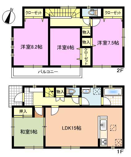 Floor plan. (3 Building), Price 23,900,000 yen, 4LDK, Land area 150.39 sq m , Building area 98.01 sq m