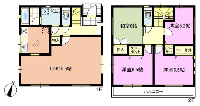Floor plan. (Building 2), Price 27,900,000 yen, 4LDK, Land area 150.36 sq m , Building area 101.65 sq m