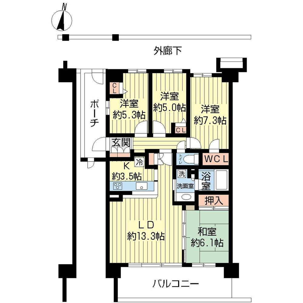 Floor plan. 4LDK, Price 22.5 million yen, Occupied area 85.88 sq m , Balcony area 13.8 sq m
