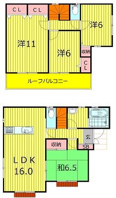 Floor plan. (Building 2), Price 29,800,000 yen, 4LDK, Land area 187.61 sq m , Building area 103.5 sq m