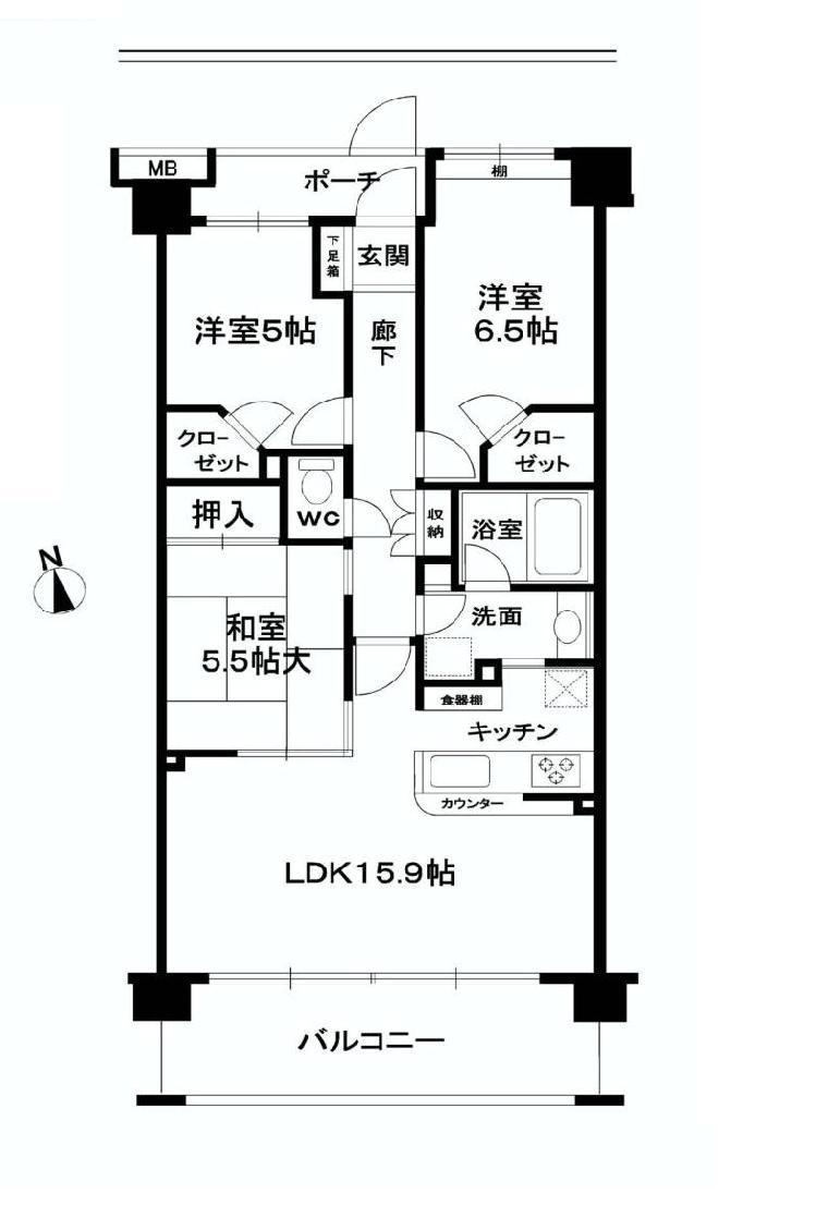Floor plan. 3LDK, Price 17.8 million yen, Occupied area 73.22 sq m , Balcony area 12.4 sq m