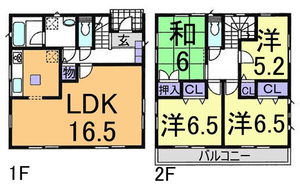 Floor plan. (Building 2), Price 27,900,000 yen, 4LDK, Land area 150.36 sq m , Building area 101.65 sq m
