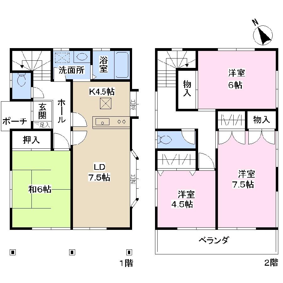 Floor plan. 12.8 million yen, 4LDK, Land area 144.73 sq m , Building area 106.5 sq m