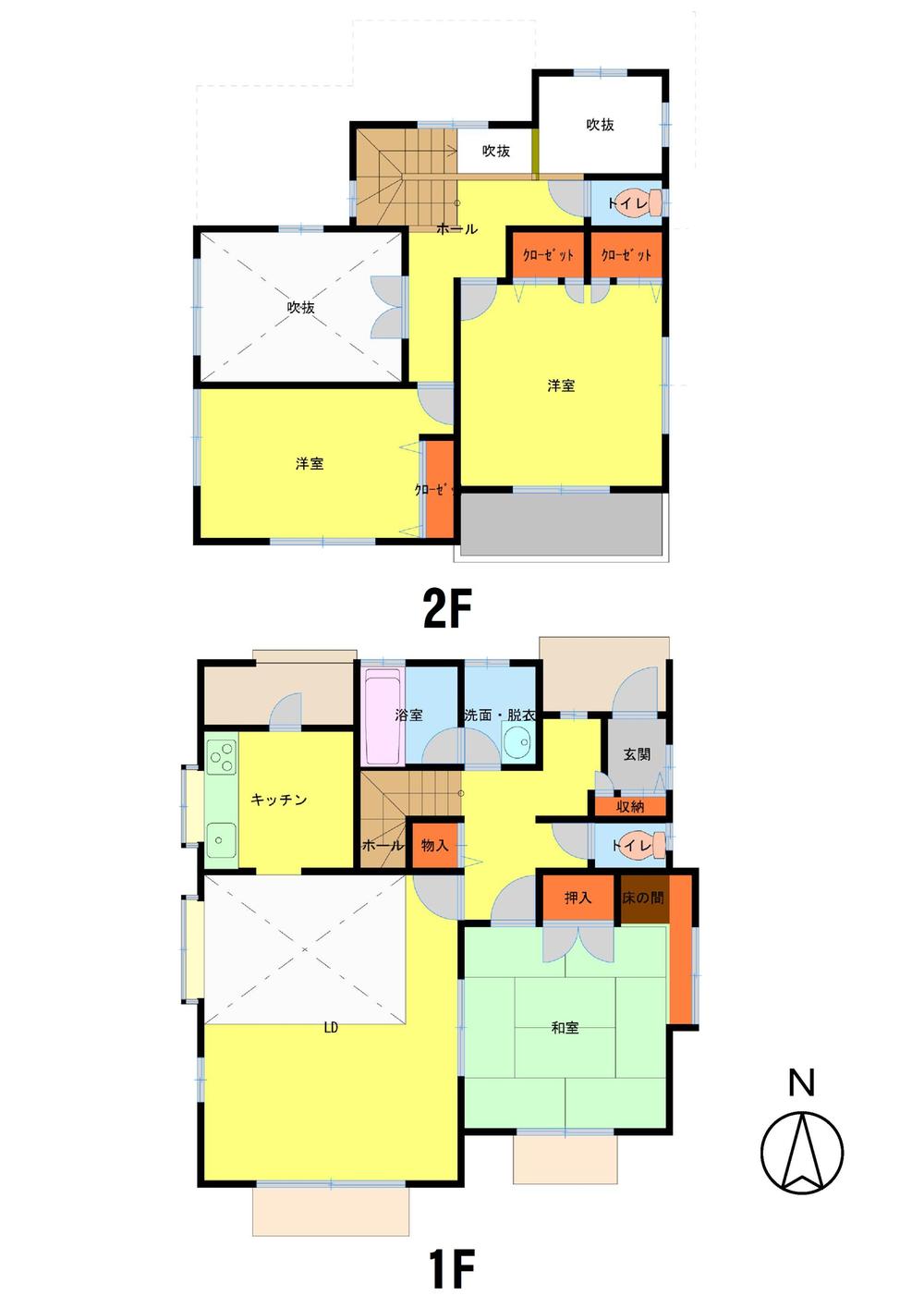 Floor plan. 18,800,000 yen, 3LDK, Land area 172.24 sq m , Building area 101.39 sq m entrance ・ Is a sense of liberation full of floor plan with a blow to the LD.