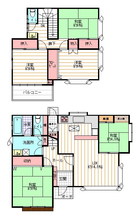 Floor plan. 18 million yen, 5LDK, Land area 136 sq m , Building area 117.72 sq m