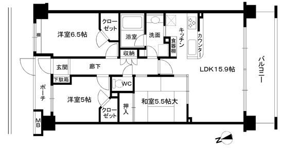 Floor plan. 3LDK, Price 17.8 million yen, Occupied area 73.22 sq m , Balcony area 12.4 sq m