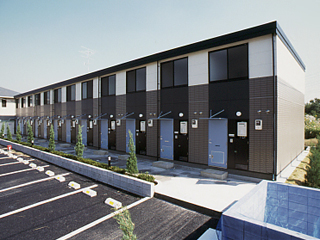 Building appearance. Sunny